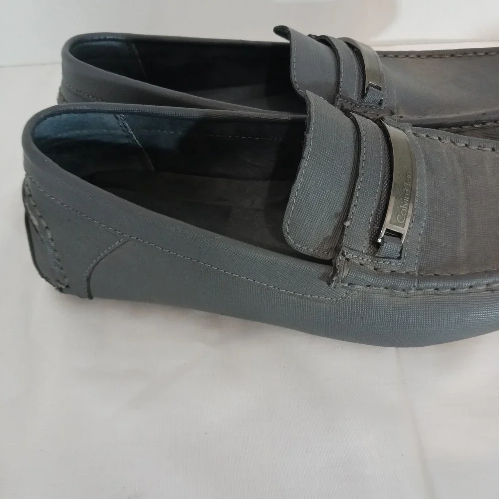 Calvin Klein Merve Gray Slip-On Loafer Synthetic Upper Logo Men's 10.5 M